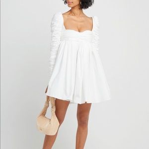 “Sueanne” White Ruched Dress